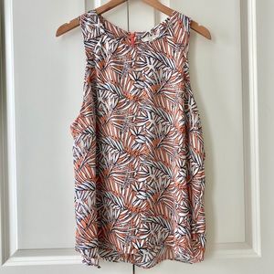 Palm Print Sleeveless Blouse